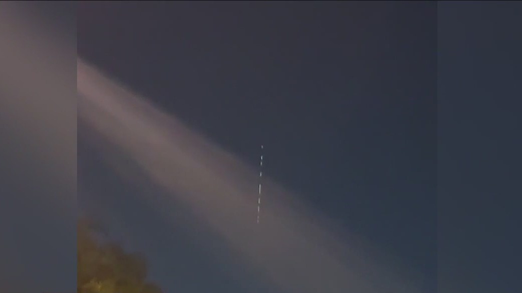 String of lights in Houston sky