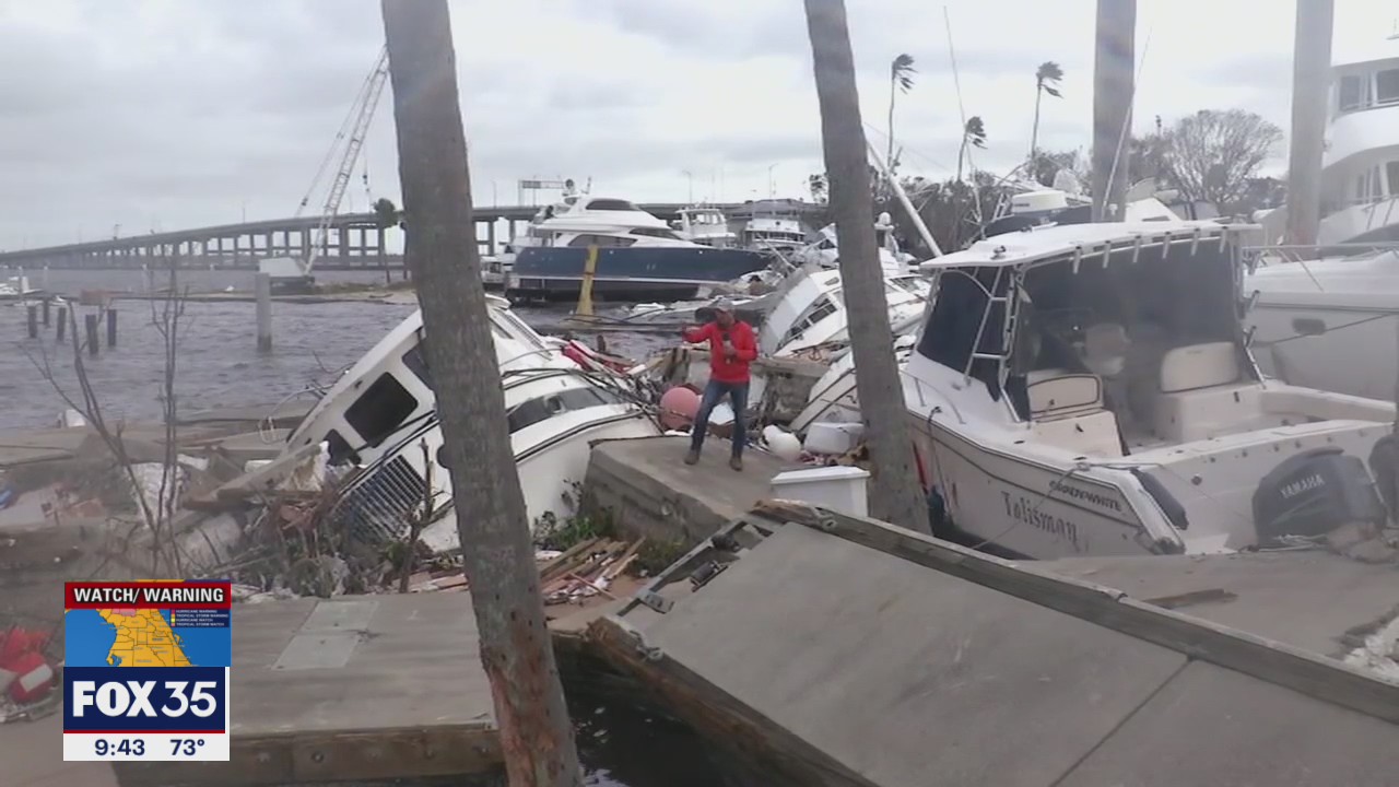 Boats destroyed by winds and surge in Fort Myers