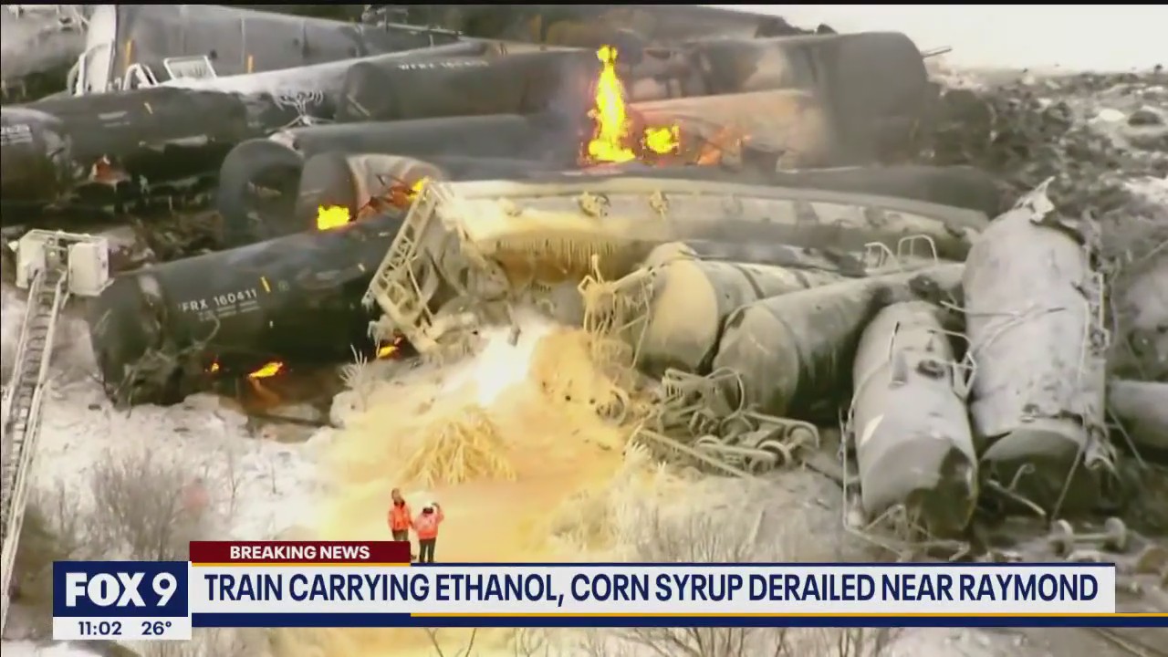 Train carrying ethanol, corn syrup derailed in western Minnesota