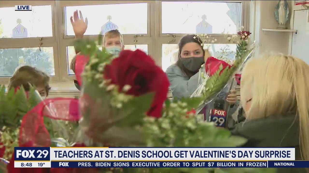 Teachers at St. Denis School get Valentine's Day surprise