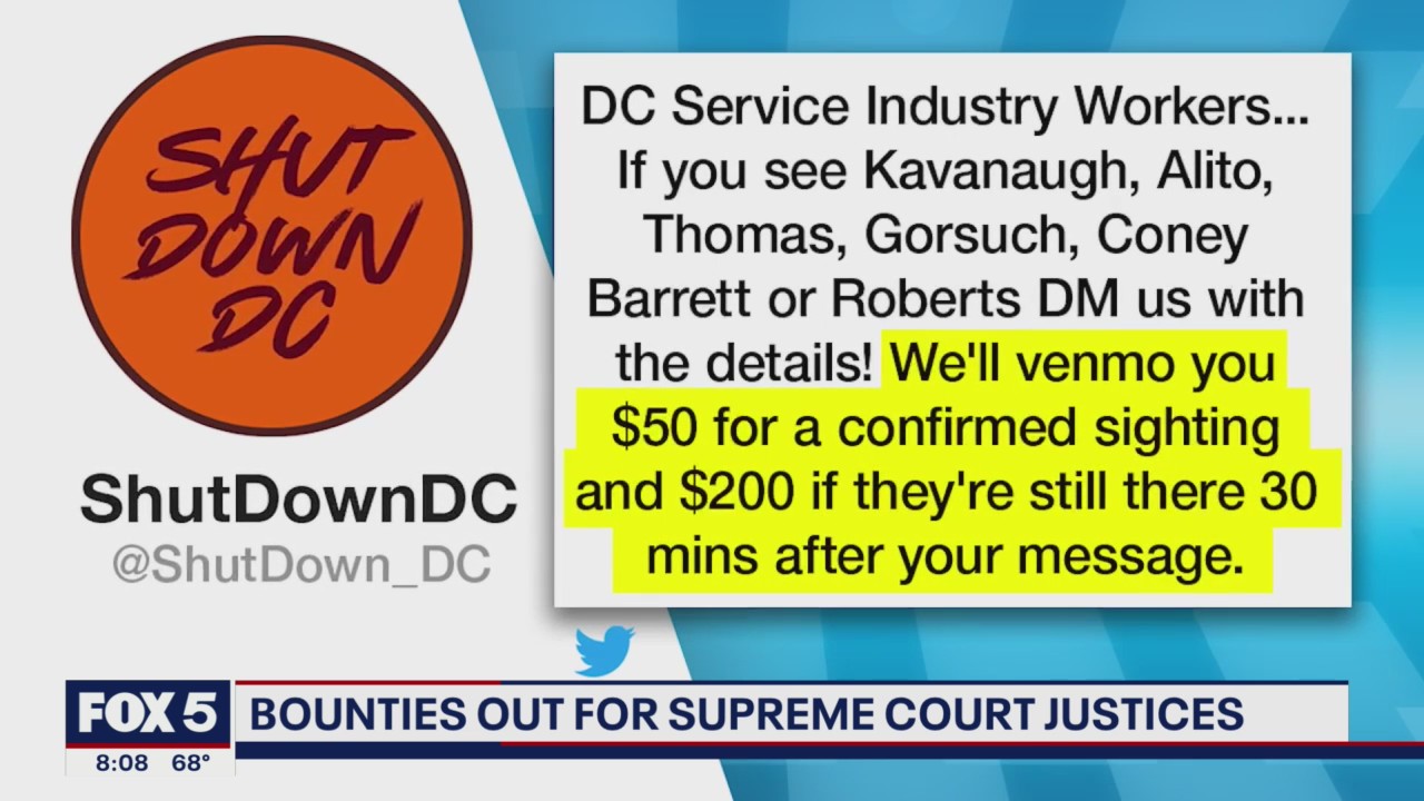 ShutDownDC offers up to $200 for confirmed sightings of Supreme Court justices