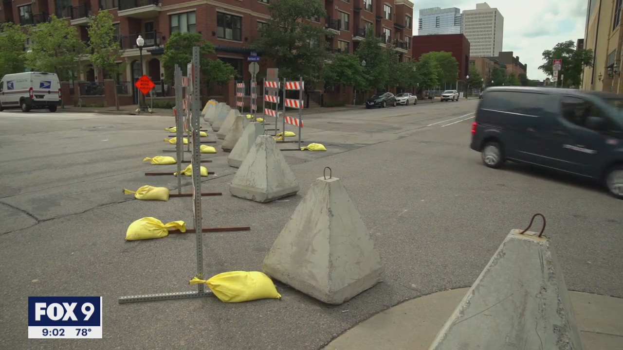 Following July 4 chaos, concrete barriers erected in Mpls' Mill District