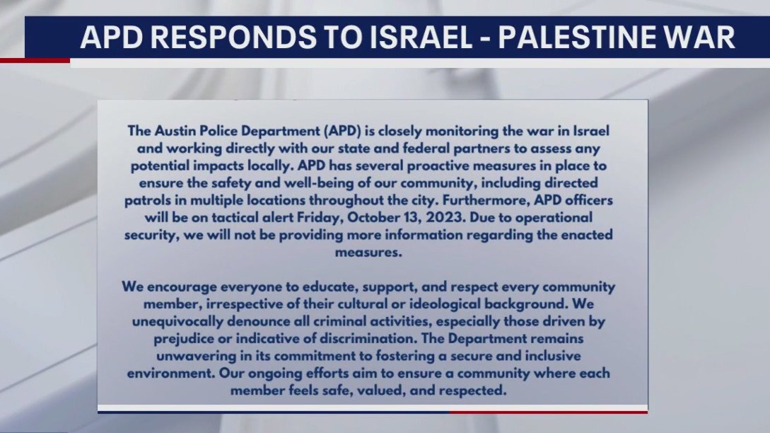 APD responds to Israel-Hamas war