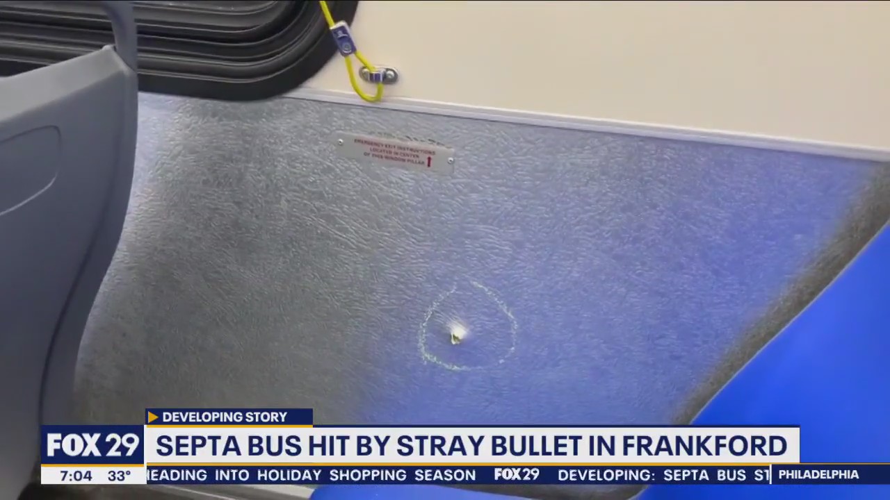 Police: SEPTA bus hit by stray bullet in Frankford, passenger shot in arm