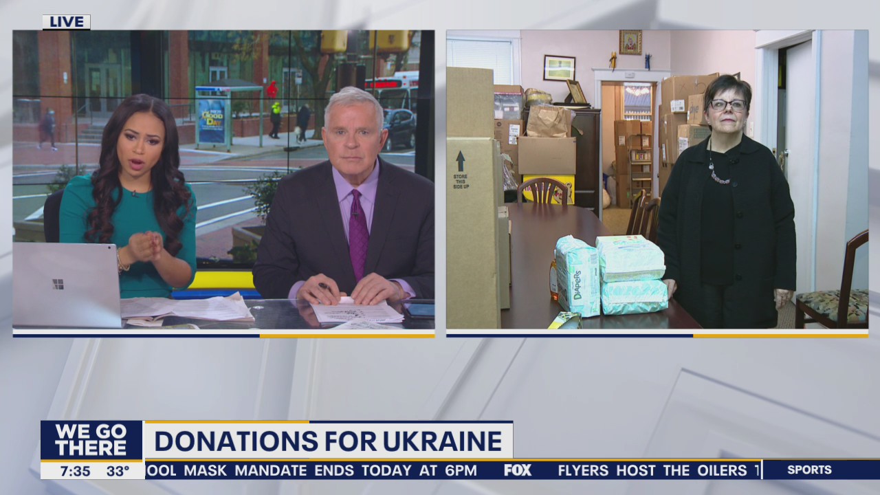 United Ukranian American Relief Committee in Philadelphia collecting donations to help refugees