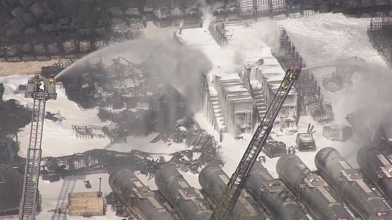 Damage caused by chemical plant explosion fire