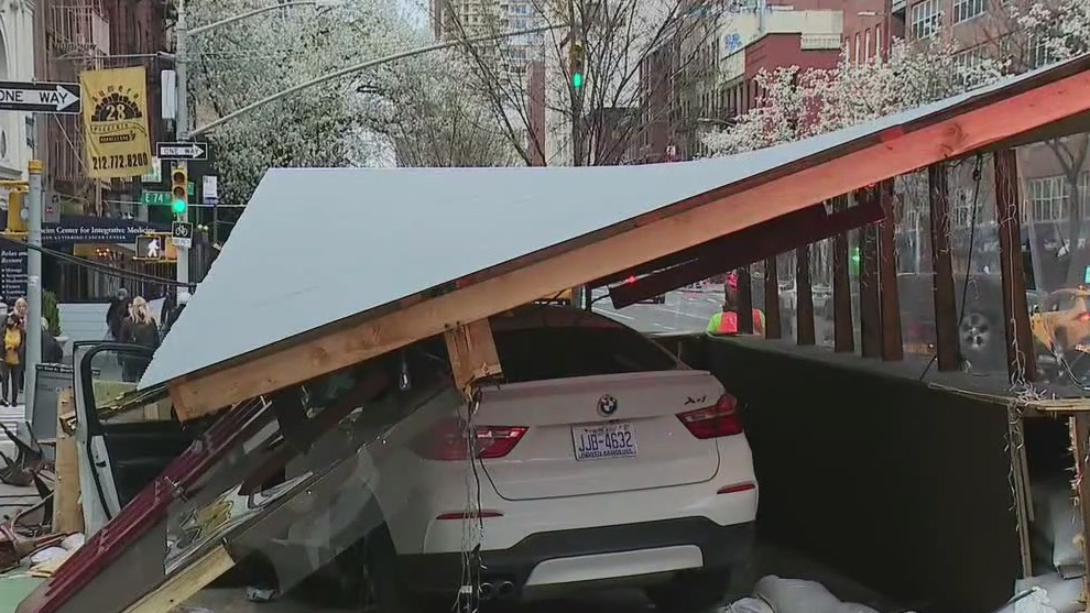 Car crashes into dining shed