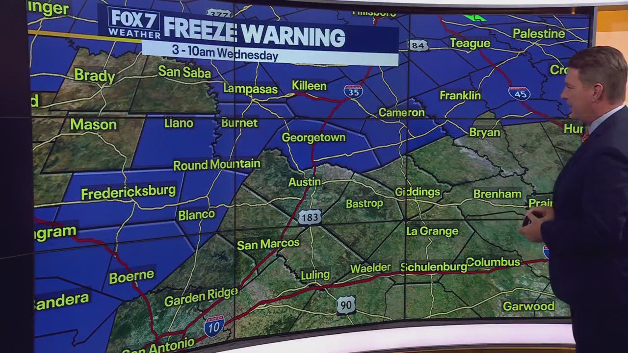 Austin weather: First freeze for some early Wednesday morning