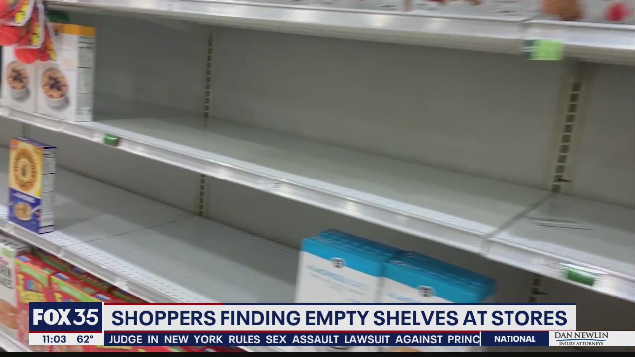 Shoppers finding empty shelves at store due to supply issues
