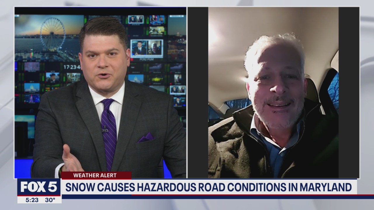 Snow causes hazardous road conditions in Maryland