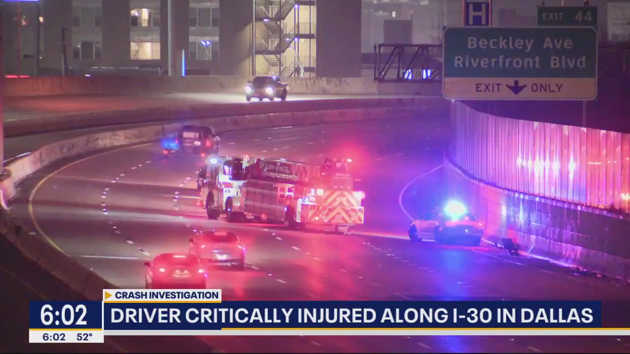 Driver critically injured after crash on I-30 in Dallas