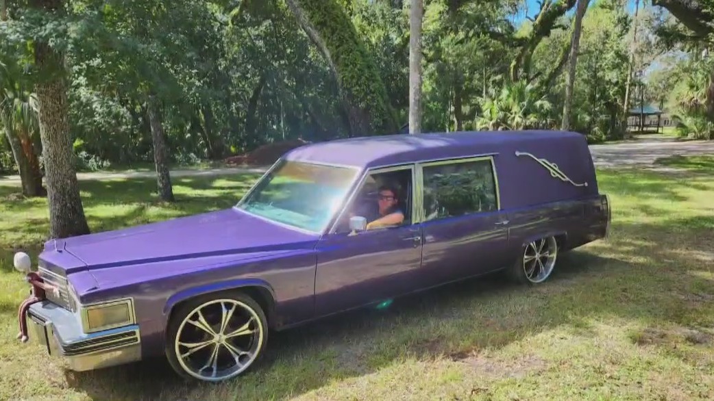 Haunted purple hearse