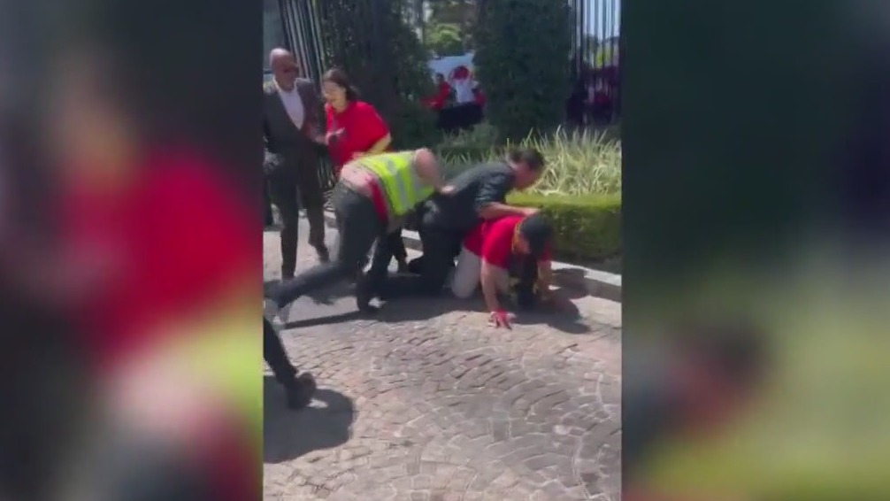 Striking hotel worker tackled in Santa Monica