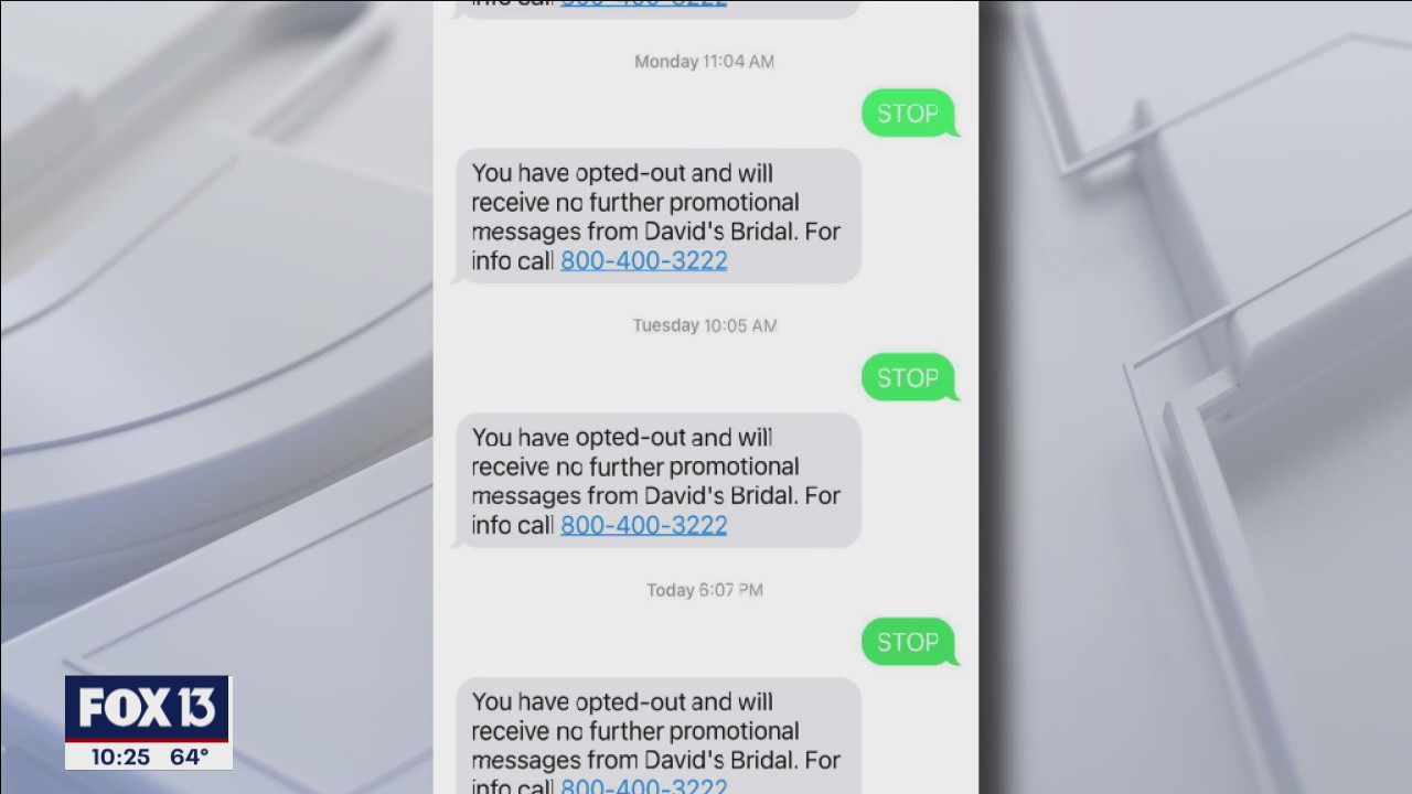 Fed up with robotexts, Tampa woman sues David's Bridal