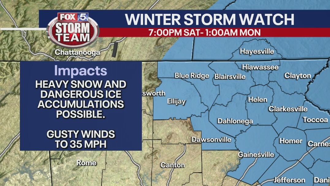 Winter Storm Watch issued for parts of north Georgia