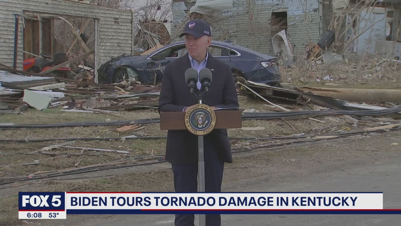 Biden tours tornado damage in Kentucky