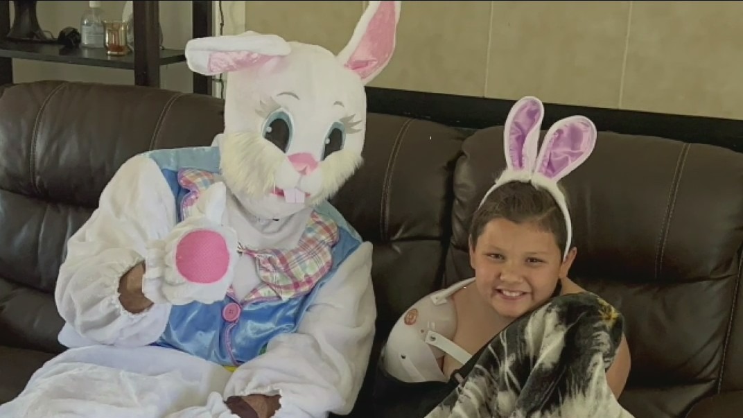 Girl shot waiting for Easter photos gets visit from Easter Bunny