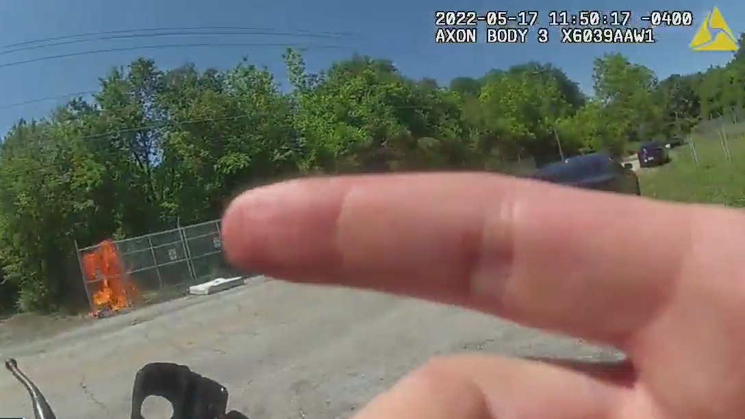 Police video shows incendiary devices being thrown