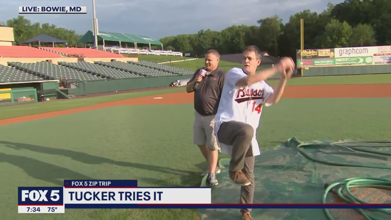 FOX 5 Zip Trip: Tucker tries throwing out the first pitch!