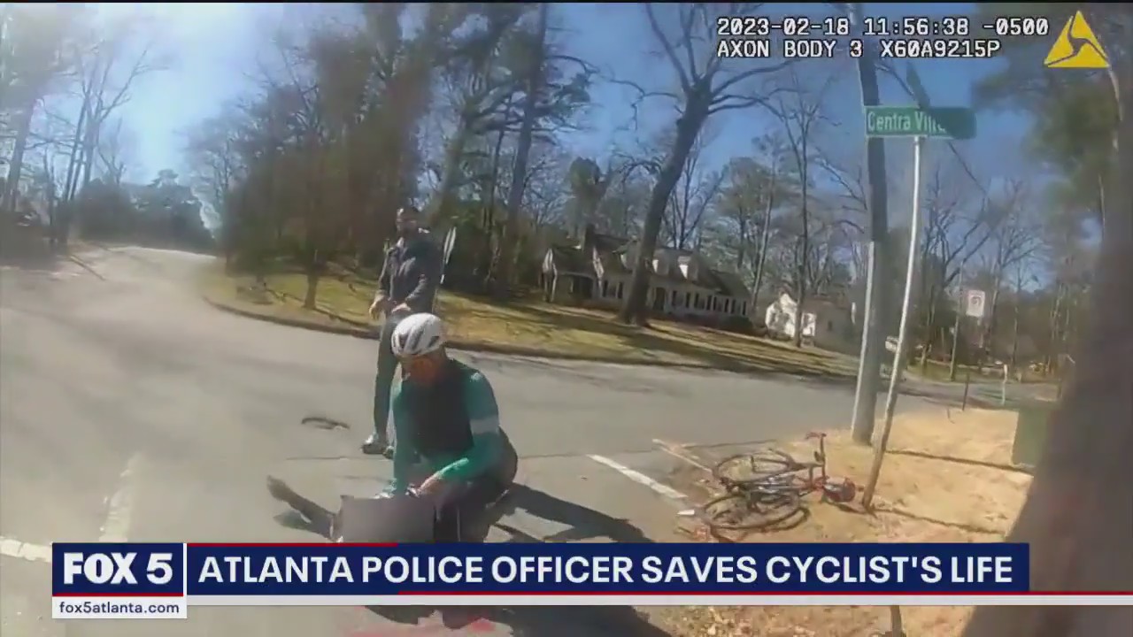 Atlanta police officer saves cyclist's life