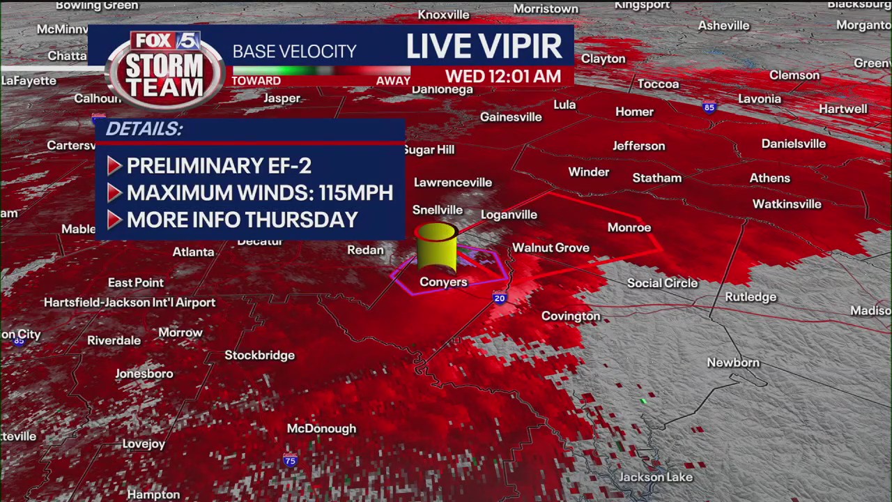 EF-2 tornado on FOX 5 Live VIPIR