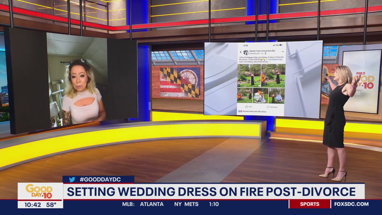 Setting wedding dress on fire post-divorce