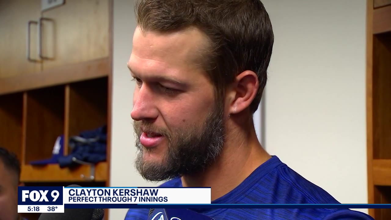 Dodgers pull pitcher Clayton Kershaw after 7 perfect innings against Twins