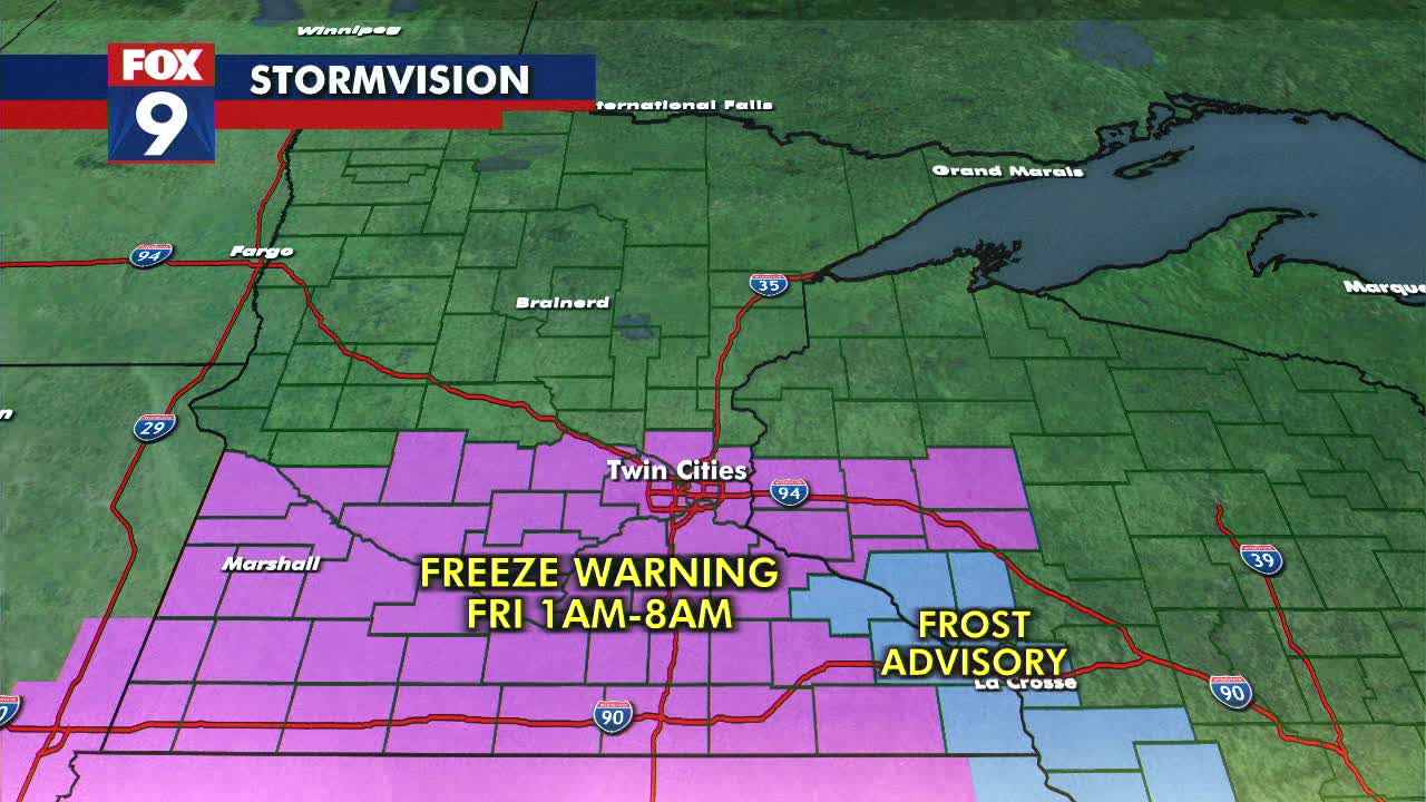 MN weather: Freeze warning for Friday morning