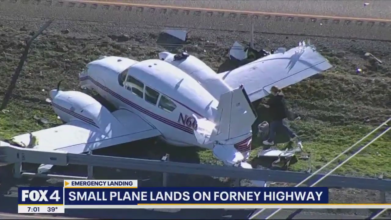 Small plane lands on Hwy. 80 in Forney