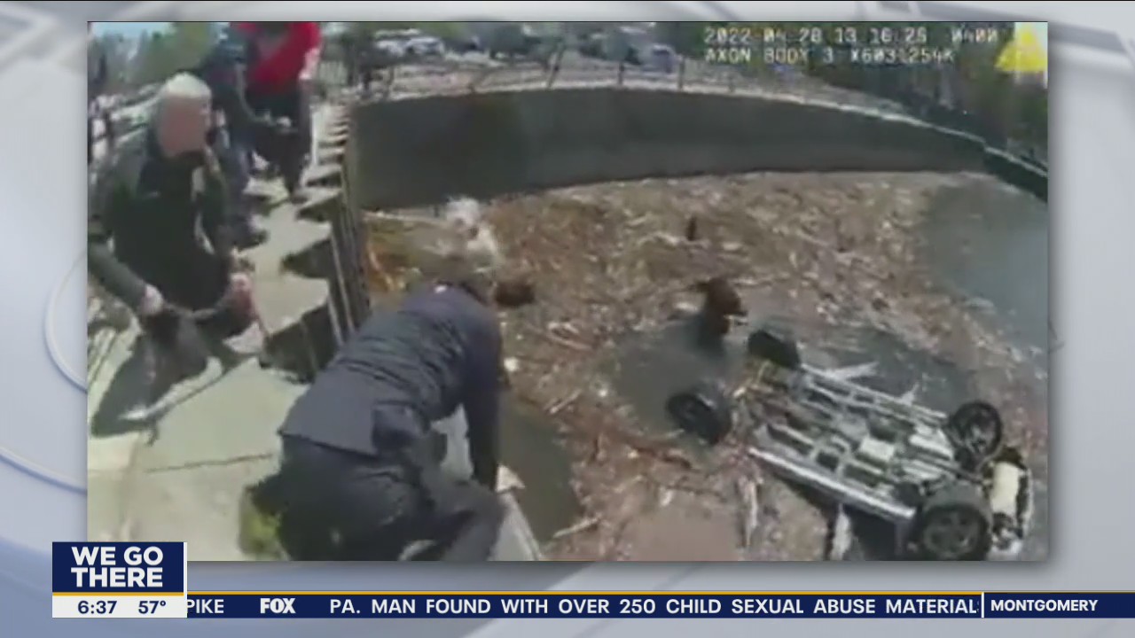 Body camera video captures rescue of woman trapped in sinking car in Delaware River