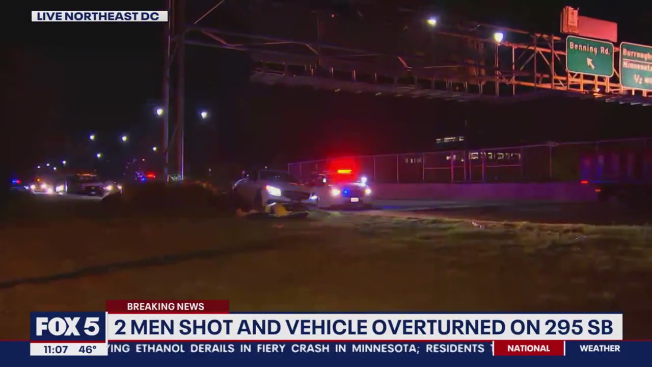 2 men shot, vehicle overturned on I-295
