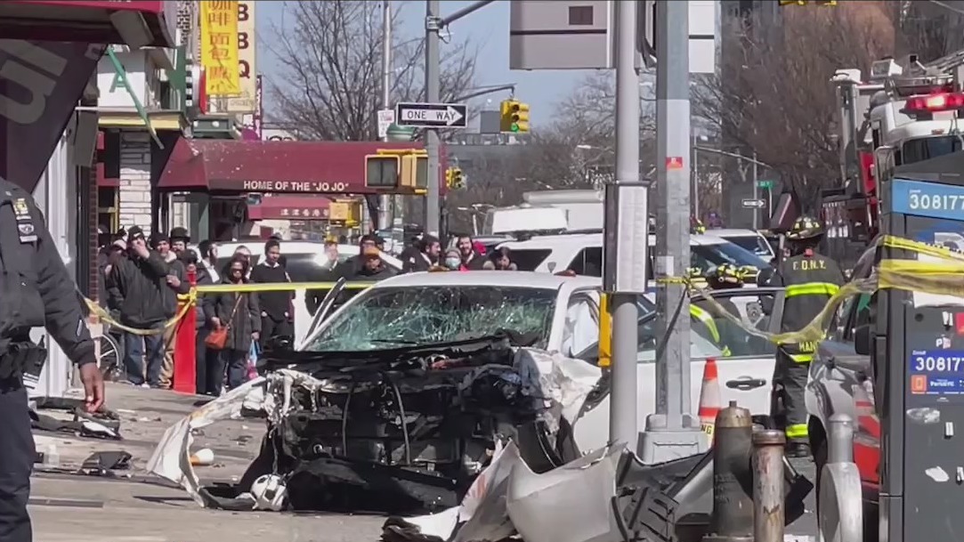 Two killed, five injured when car jumps curb in Brooklyn
