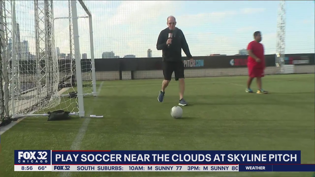 Rooftop soccer from seven stories up