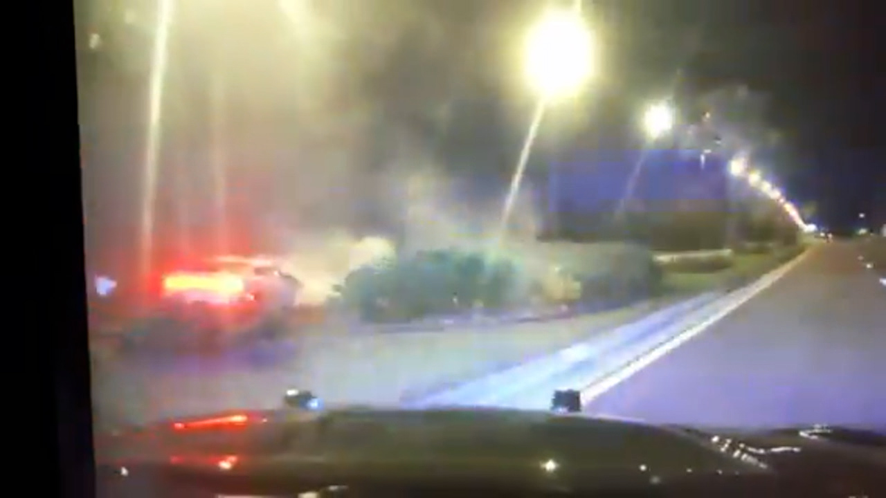 Man fleeing troopers crashes into guard rail