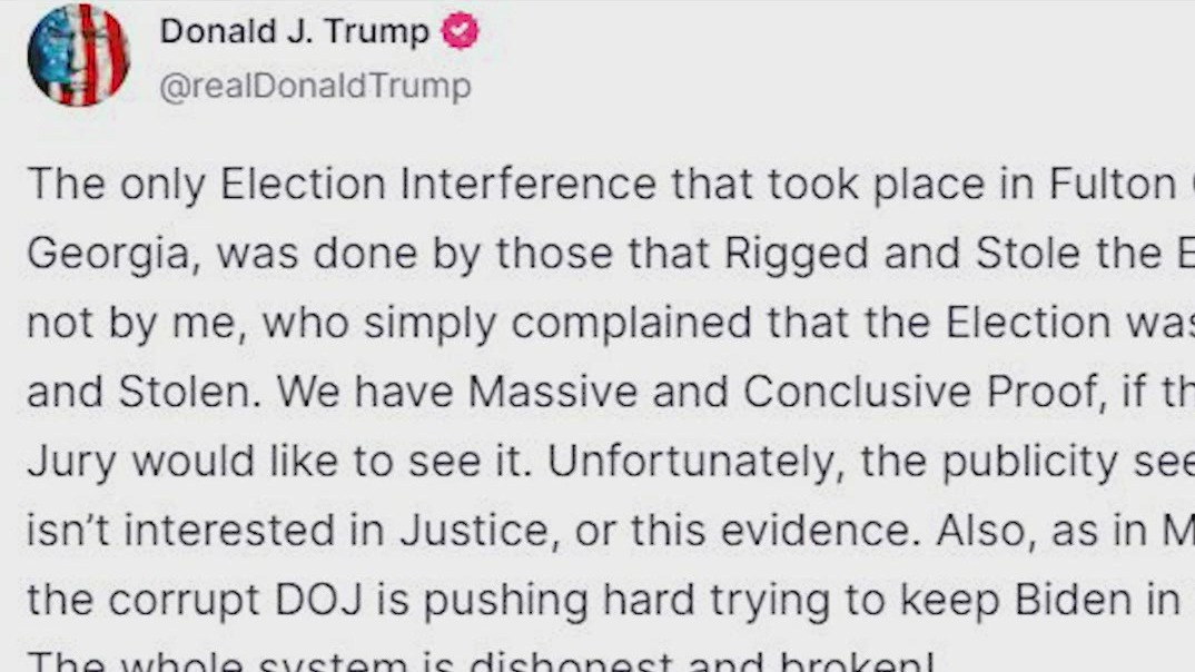 Trump denies texts, election interference on Truth Social