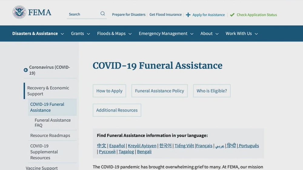 Free COVID-19 funeral assistance offered by U.S. government