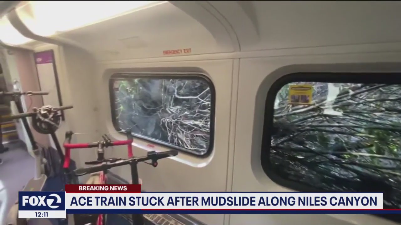 Live on scene in Sunol after ACE train gets stuck in mudslide