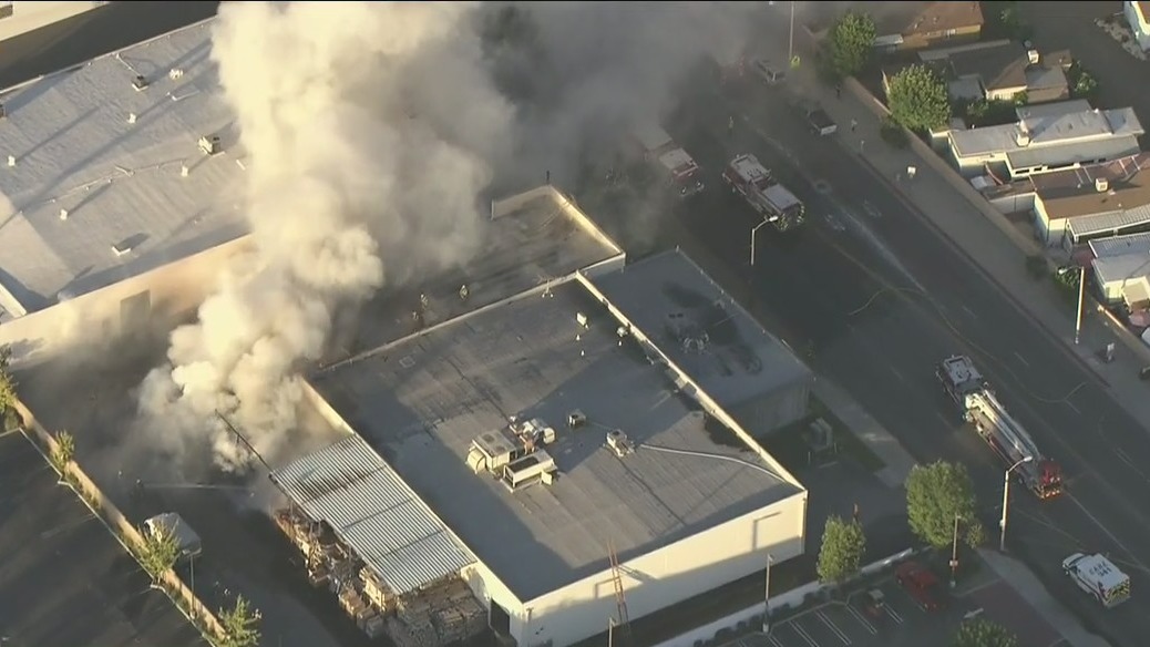Fire burns through Monrovia commercial building