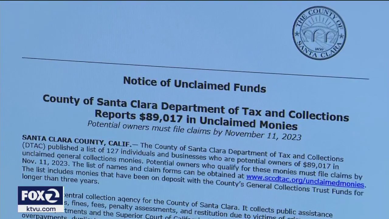 Thousands in unclaimed money in Santa Clara County