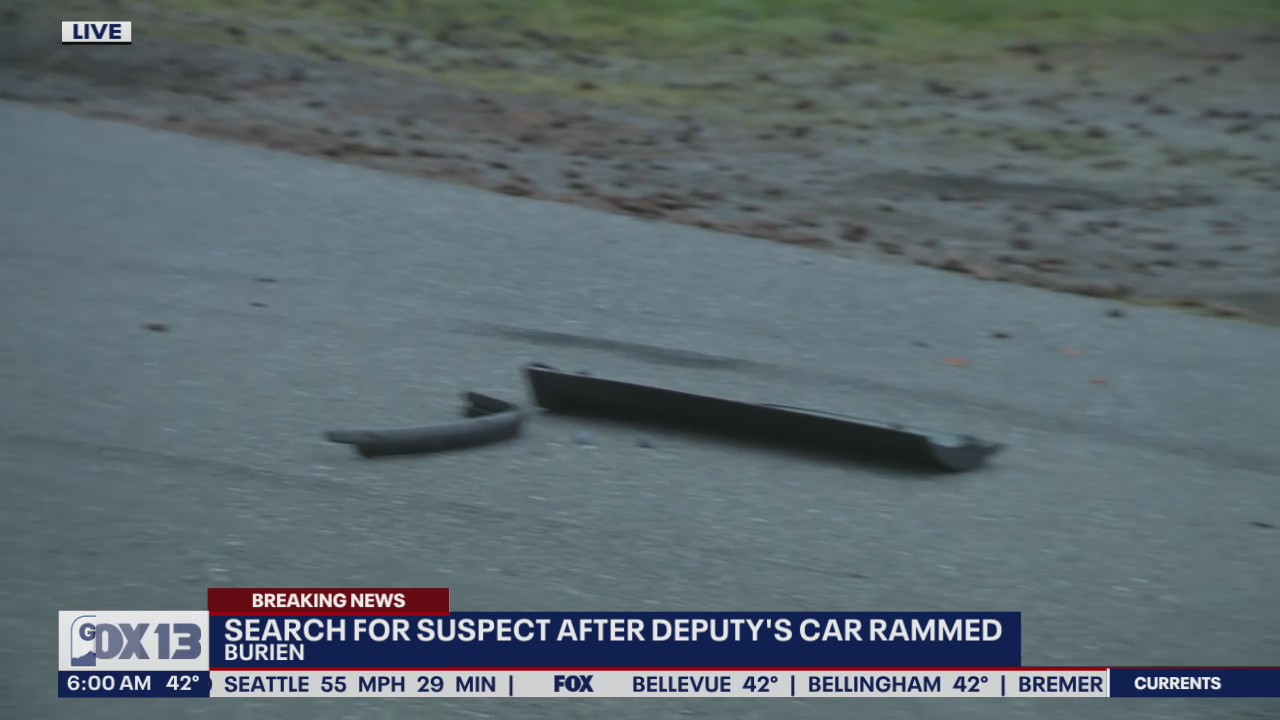 Search for suspect after deputy’s car rammed