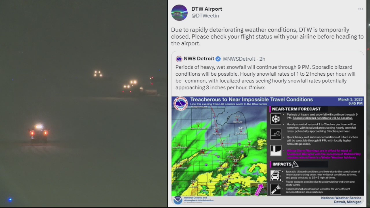 Frustrated air travelers are left stuck as heavy snow closes Detroit Metro Airport