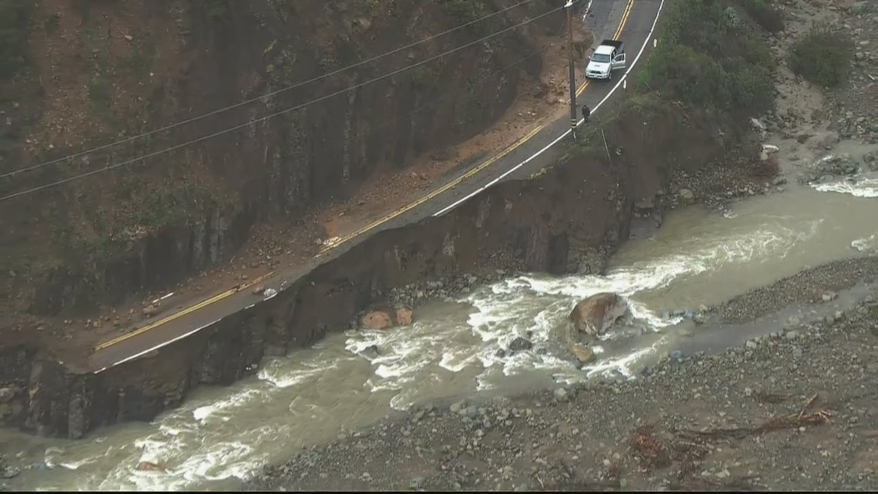 Road fallen away near Ojai