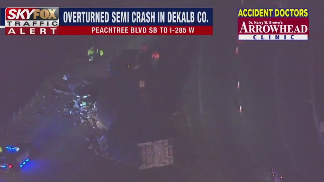 Overturned semi in DeKalb County