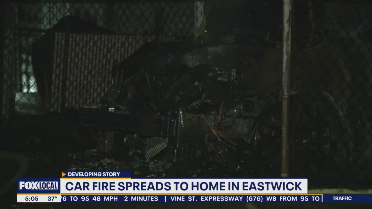 Car fire spreads to home in Eastwick