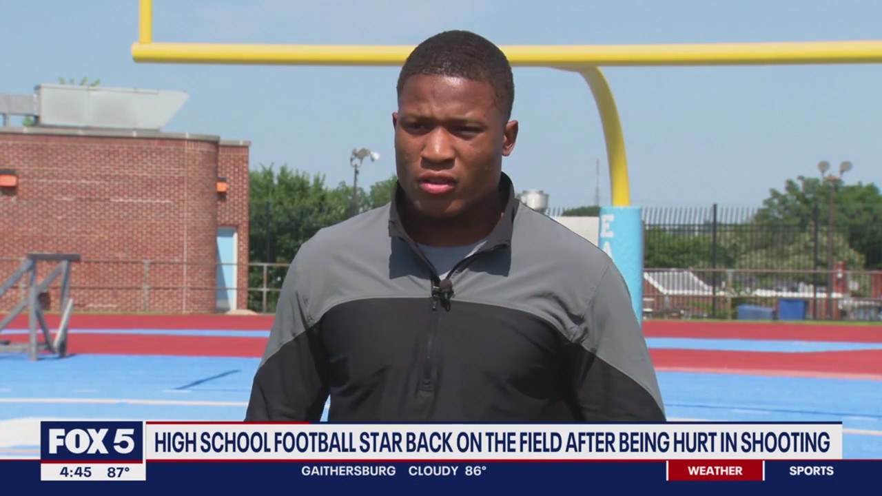 High school football star returns to field after being injured in shooting