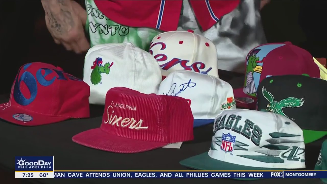 Phillies fan shows off his vintage Philadelphia sports hat collection