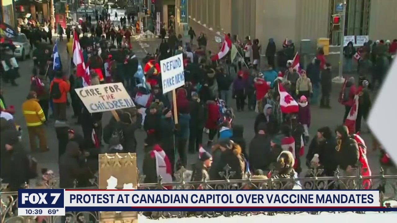 Protest at Canadian Capitol over vaccine mandates