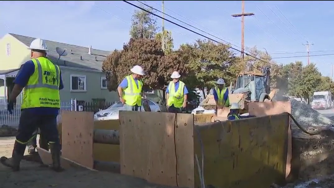 Crews work to repair broken water main in San Jose
