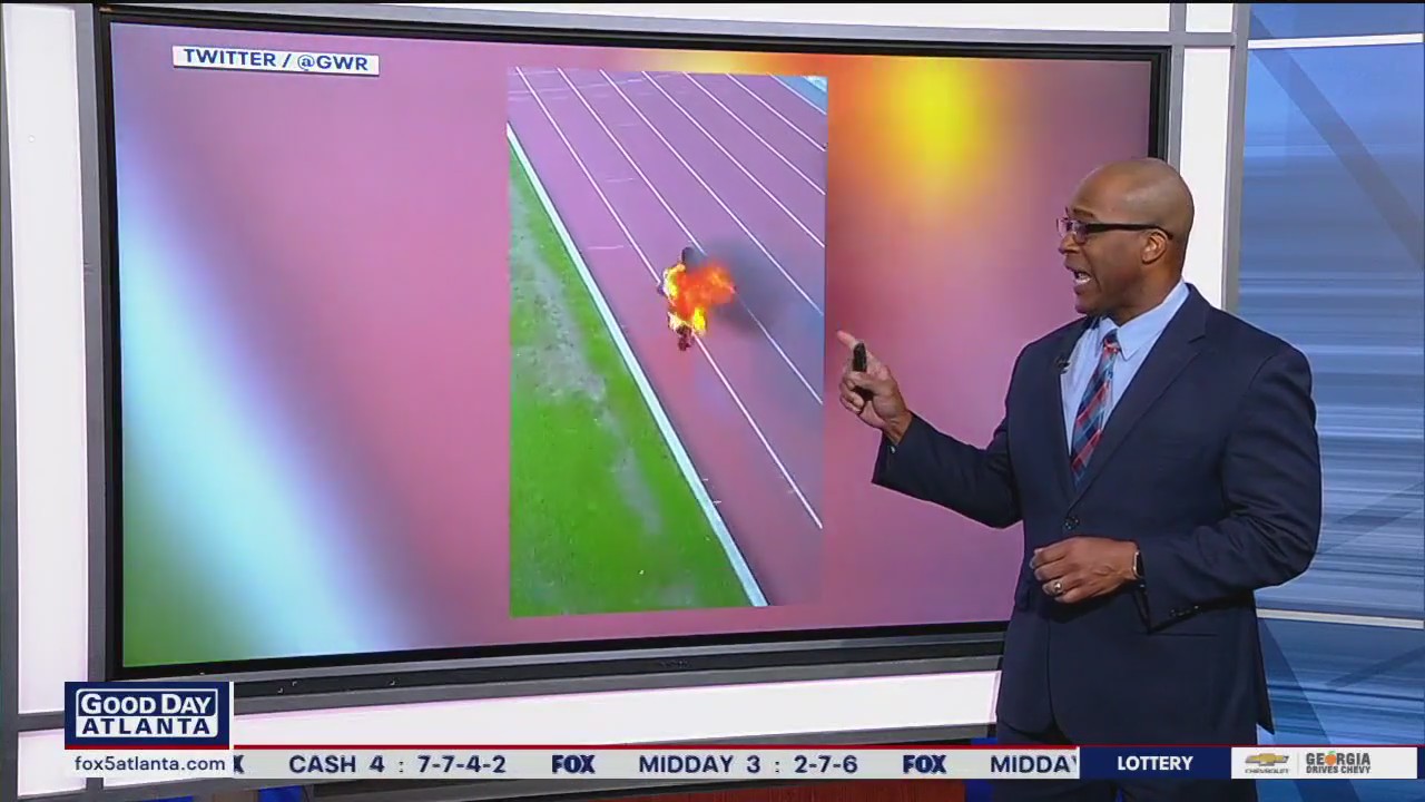 Man breaks record running on fire