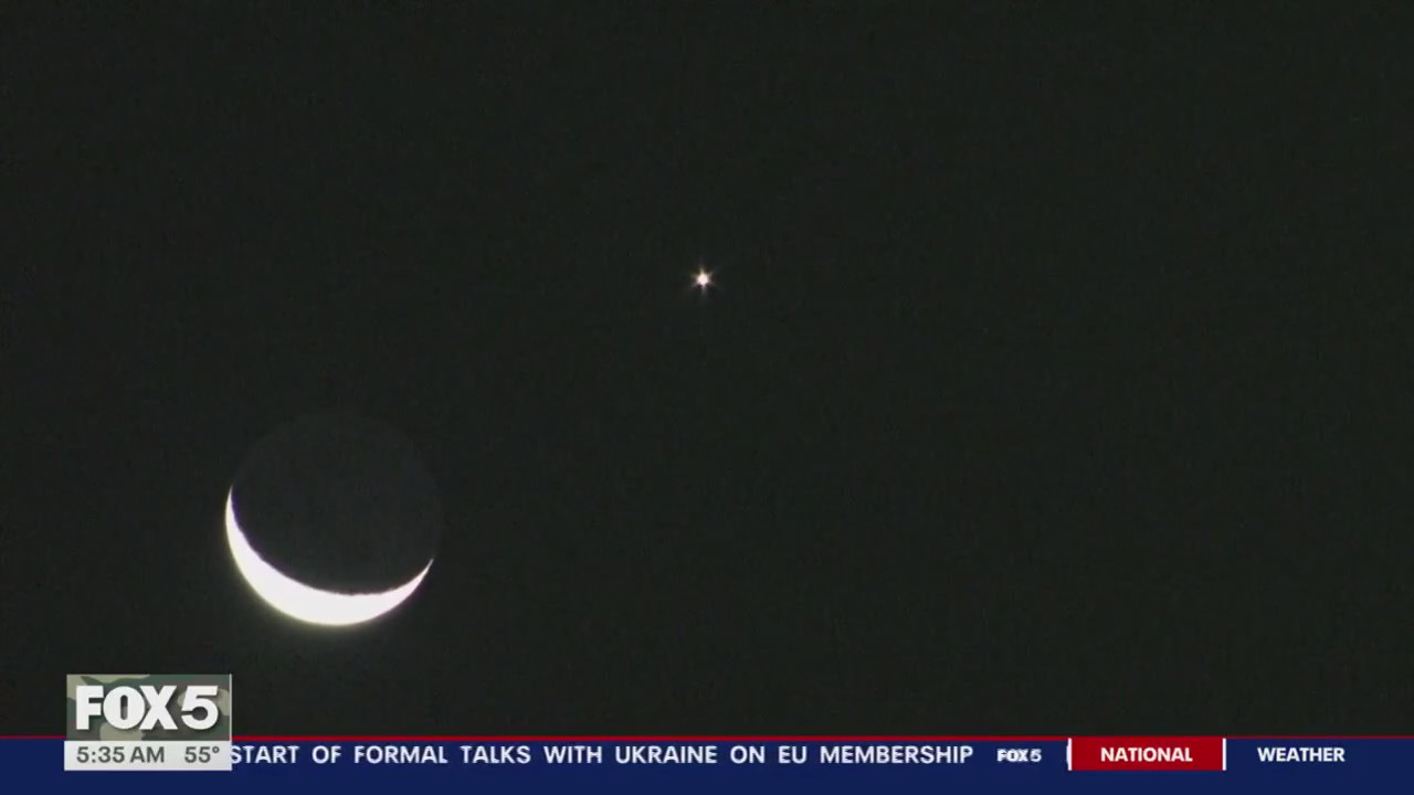 Venus, crescent Moon create dazzling sight in early morning sky over DC